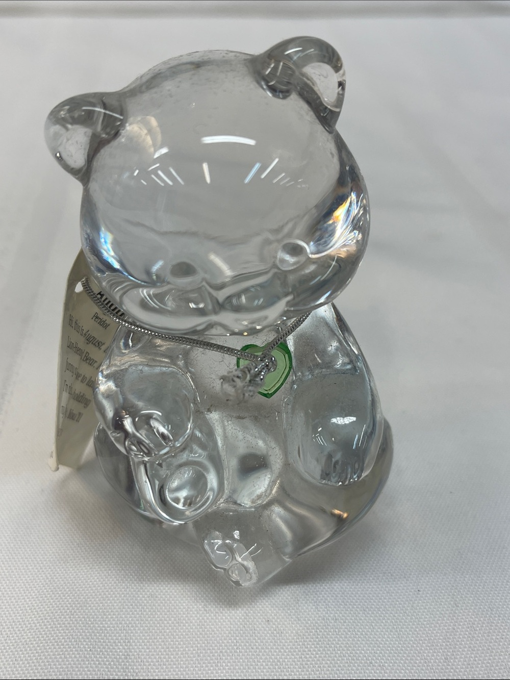 Fenton Chrystal birthstone bear peridot stone August
